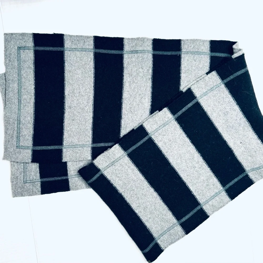 Stylish Black and Gray Men's Scarf 10” x 70”Wool double
